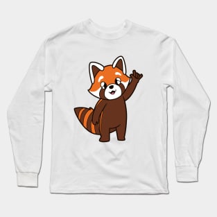 Cartoon red panda shows I love you - ASL hand gesture Long Sleeve T-Shirt